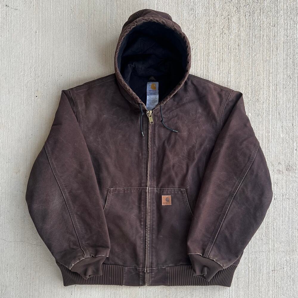 Carhartt J130 DKB brown hooded work wear jacket